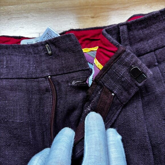 ETRO Women's Burgundy Linen Straight-Leg Pants – IT 42 - Picture 7 of 11